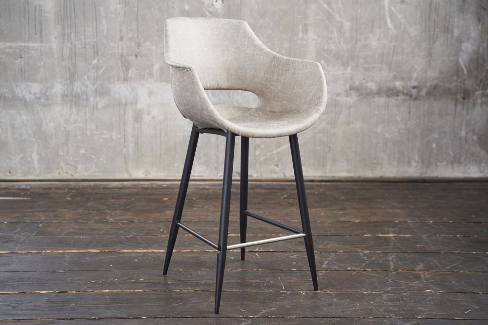B-Ware KAWOLA Barhocker ZAJA Barstuhl Sitzhöhe 76 cm Microfaser creme weiß