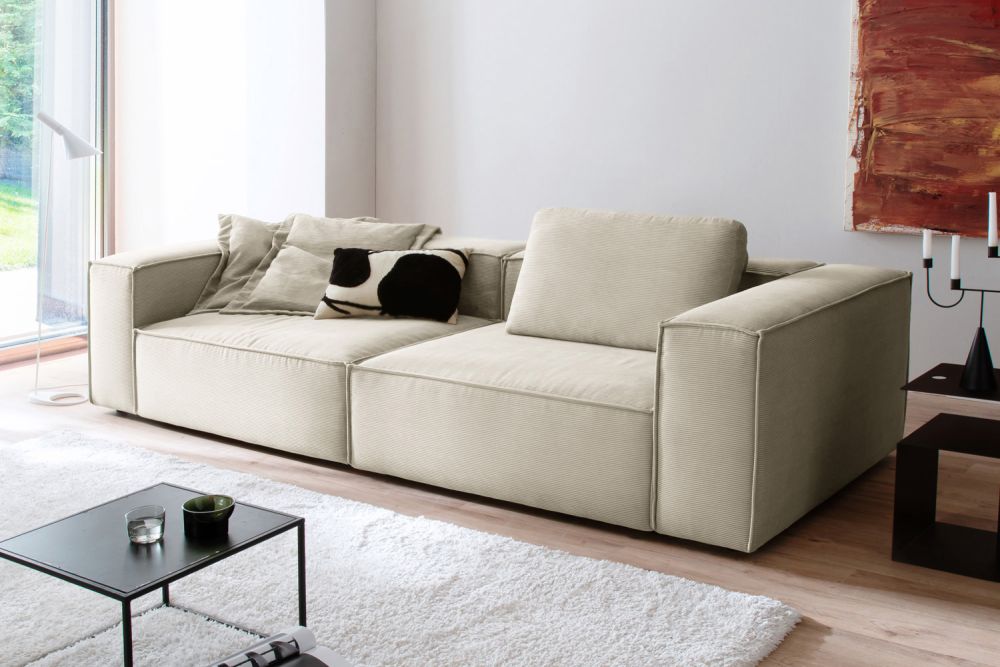 KAWOLA Sofa CARMO 3-Sitzer Feincord weiß