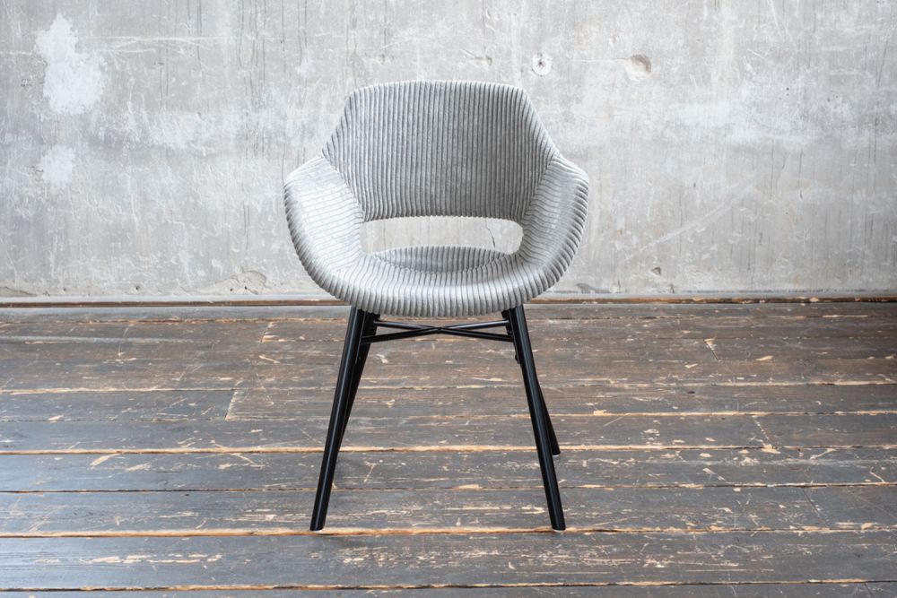 B-Ware KAWOLA Stuhl ZAJA Esszimmerstuhl Cord grau