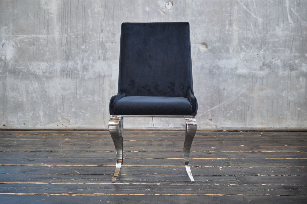 B-Ware KAWOLA Stuhl ALESSIA Esszimmerstuhl Barock Velvet schwarz