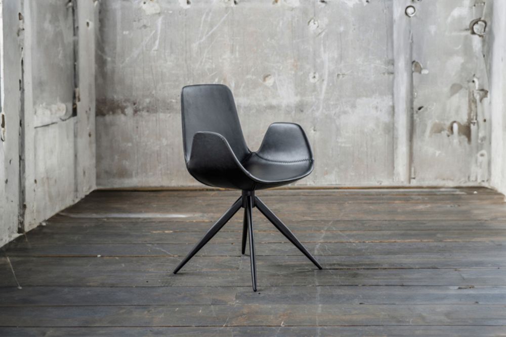 B-Ware KAWOLA Stuhl QUEN Drehstuhl Kunstleder schwarz