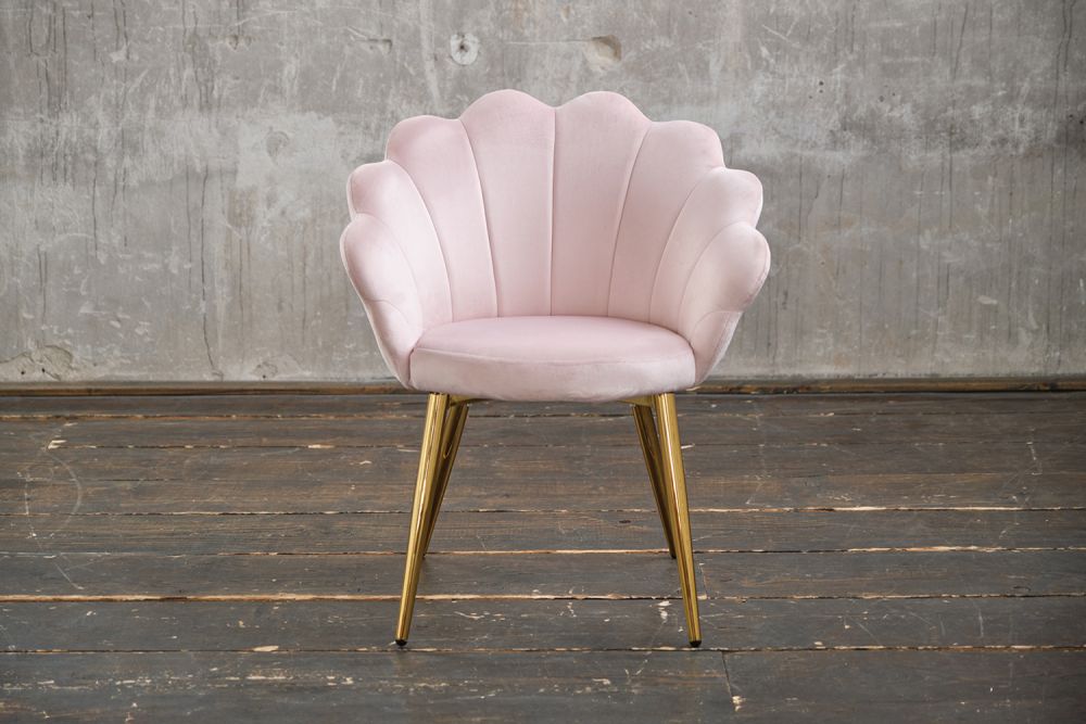 B-Ware KAWOLA Stuhl CARLA Esszimmerstuhl Velvet rosa Fuß gold