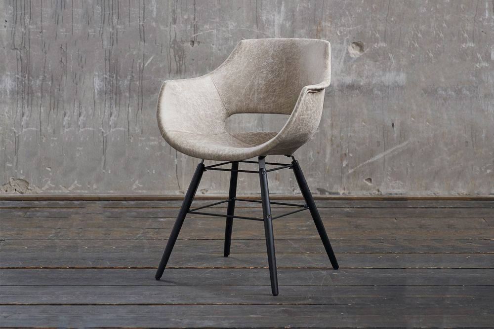 B-Ware KAWOLA Stuhl "ZAJA Square" Esszimmerstuhl Microfaser Vintage creme