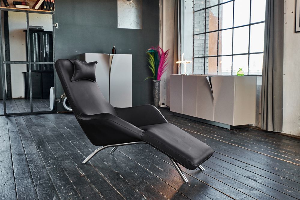 KAWOLA Relaxliege CAVAL Leder schwarz