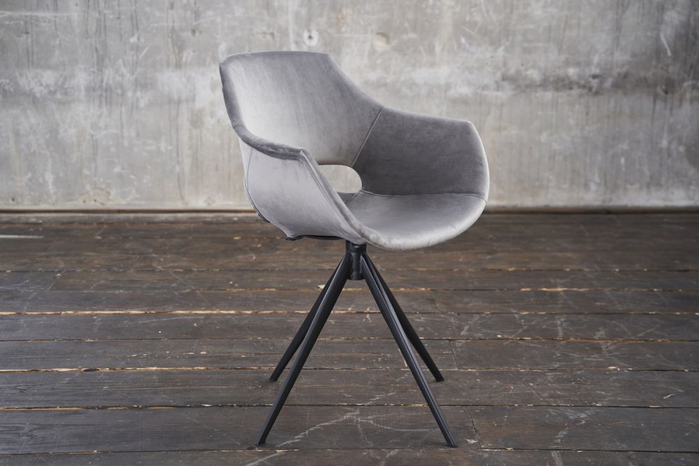 B-Ware KAWOLA Stuhl ZAJA Esszimmerstuhl Velvet drehbar grey