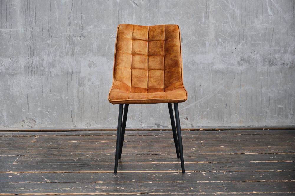 B-Ware KAWOLA Stuhl CLARA Esszimmerstuhl Velvet cognac
