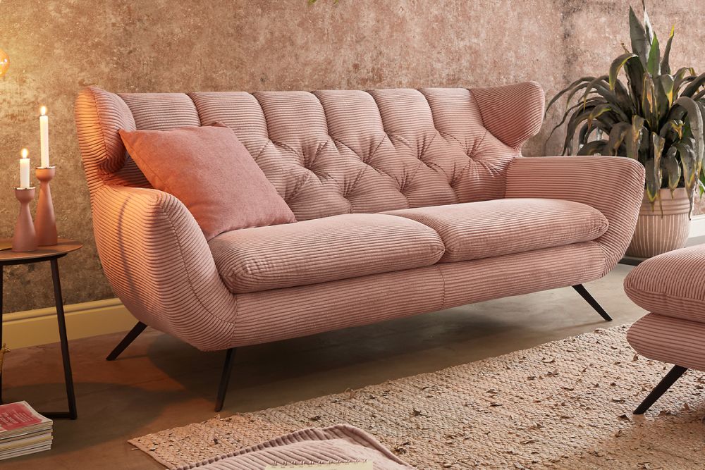 KAWOLA Sofa CHARME Cord rosa