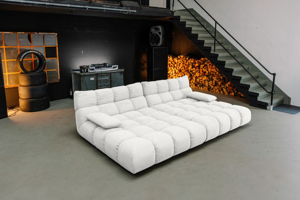 KAWOLA Big Sofa VIVIEN Feincord weiß
